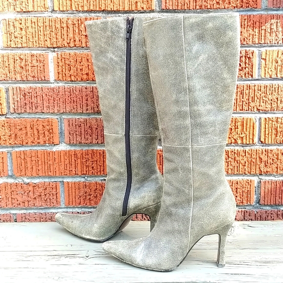 Distressed grey vintage leather boots 6.5 - Picture 6 of 14